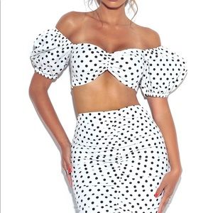 Miss Circle Polka dot two piece skirt & crop set
